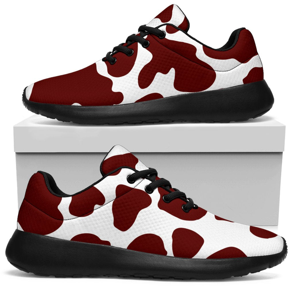 Chocolate Brown And White Cow Print Sport Sneakers