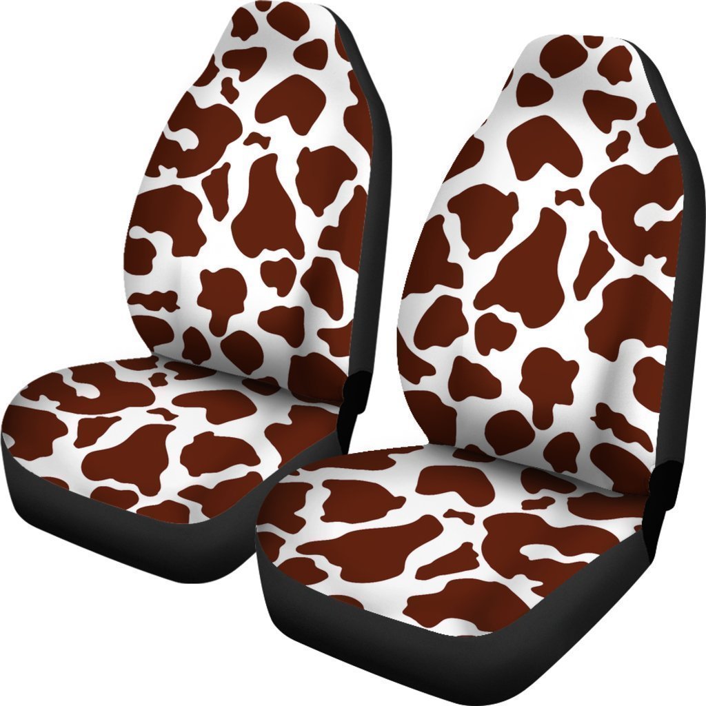 Chocolate Brown And White Cow Print Universal Fit Car Seat Covers