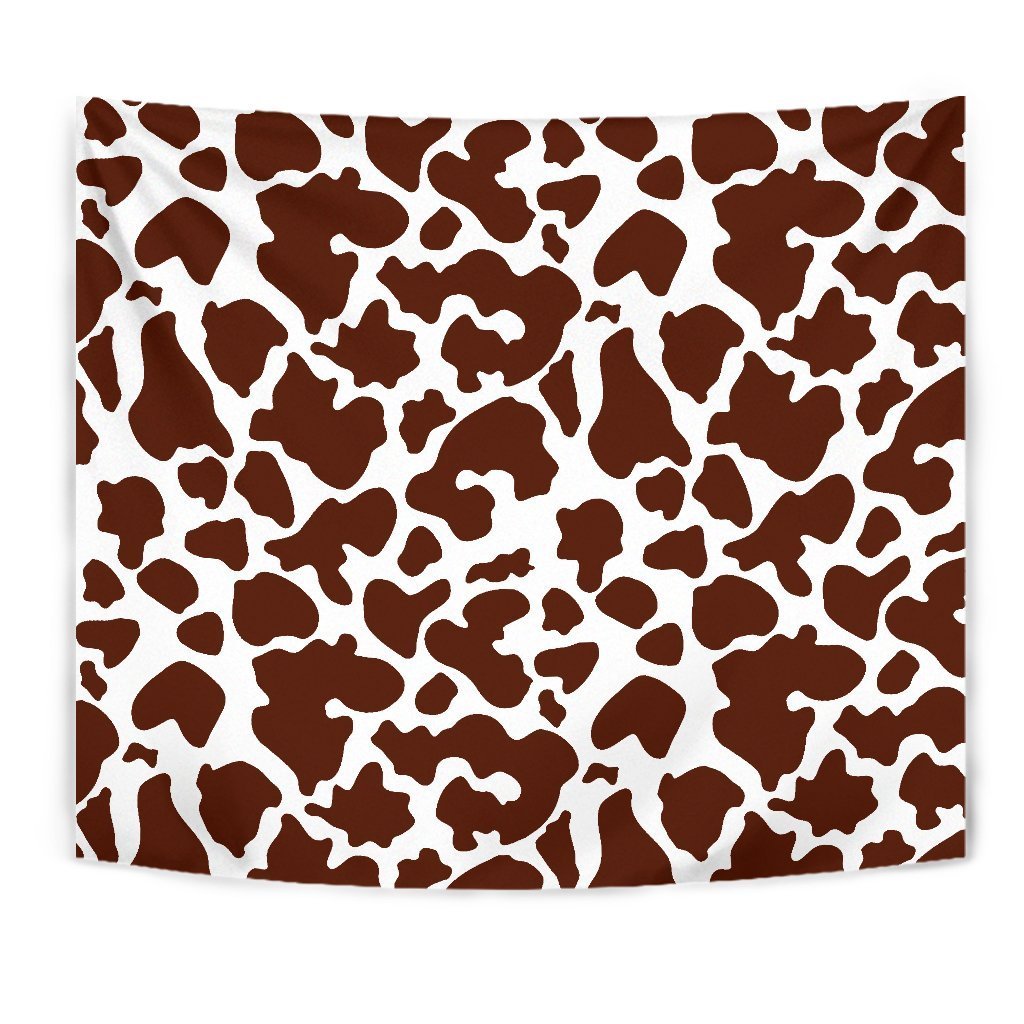 Chocolate Brown And White Cow Print Wall Tapestry