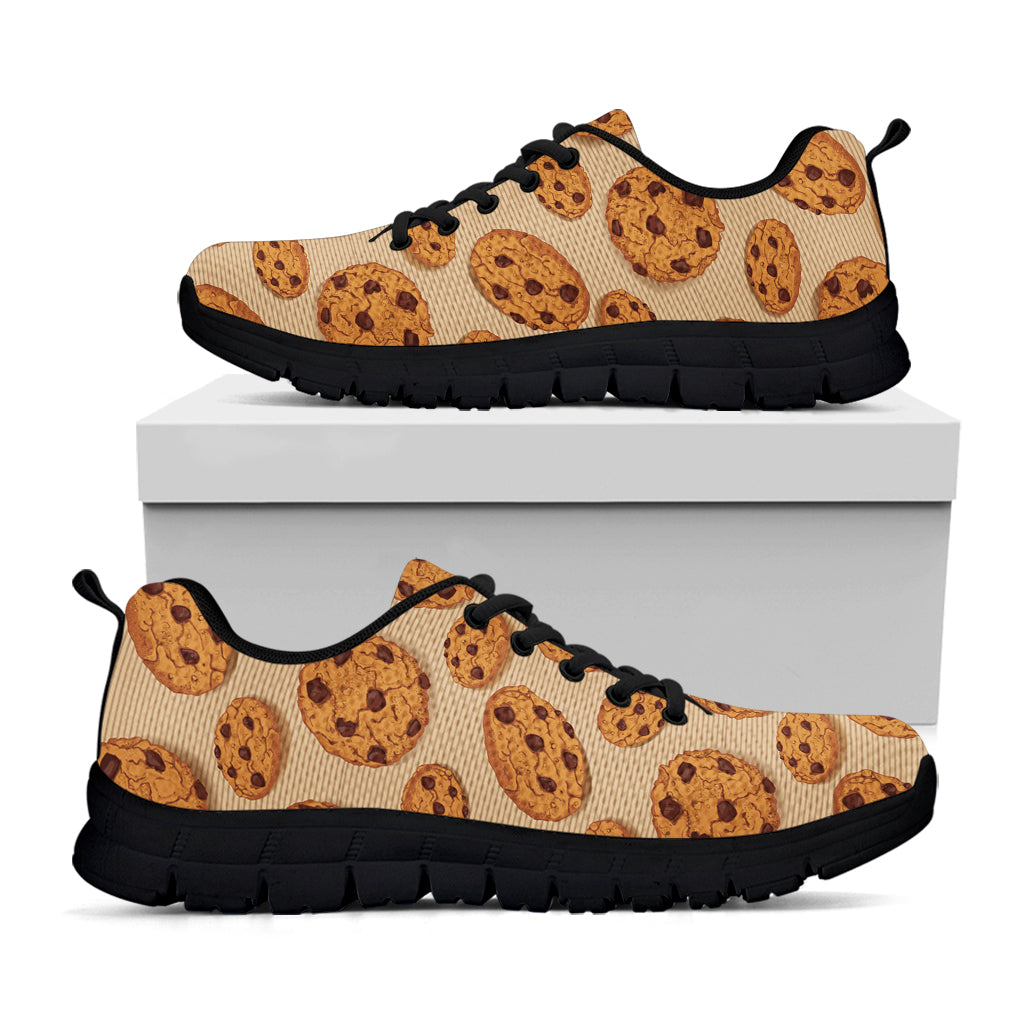 Chocolate Chip Cookie Pattern Print Black Sneakers