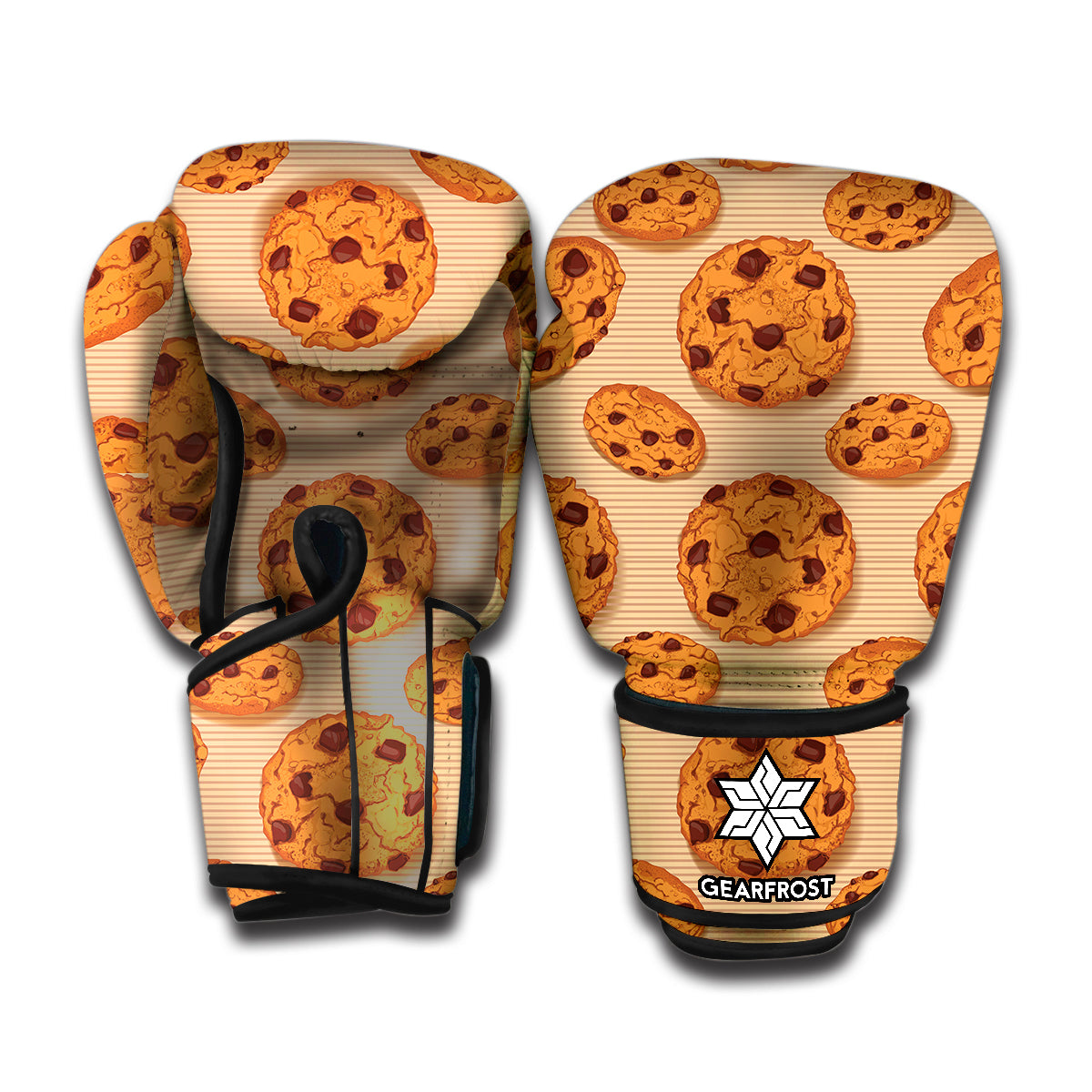 Chocolate Chip Cookie Pattern Print Boxing Gloves