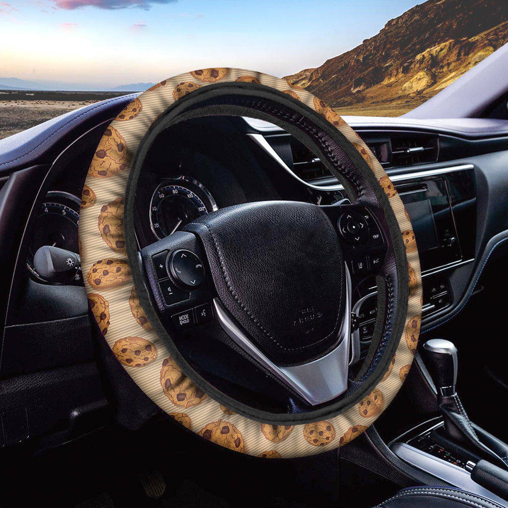 Chocolate Chip Cookie Pattern Print Car Steering Wheel Cover