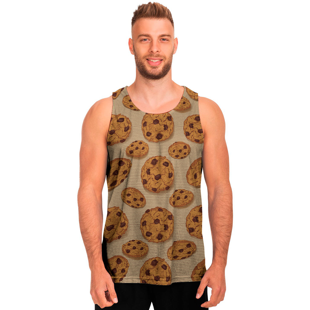 Chocolate Chip Cookie Pattern Print Men's Tank Top