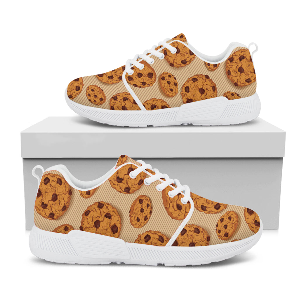 Chocolate Chip Cookie Pattern Print White Athletic Shoes