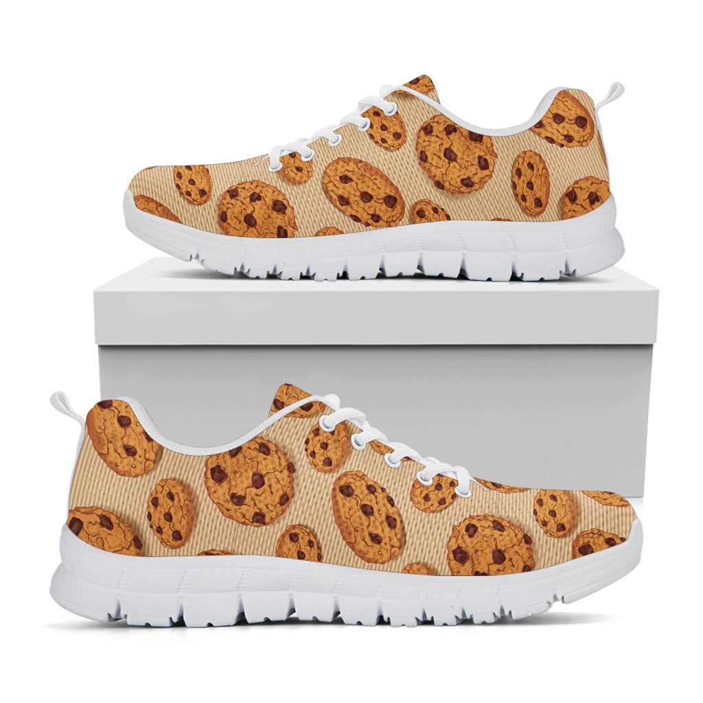 Chocolate Chip Cookie Pattern Print White Sneakers