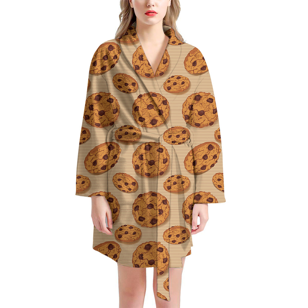 Chocolate Chip Cookie Pattern Print Women's Bathrobe