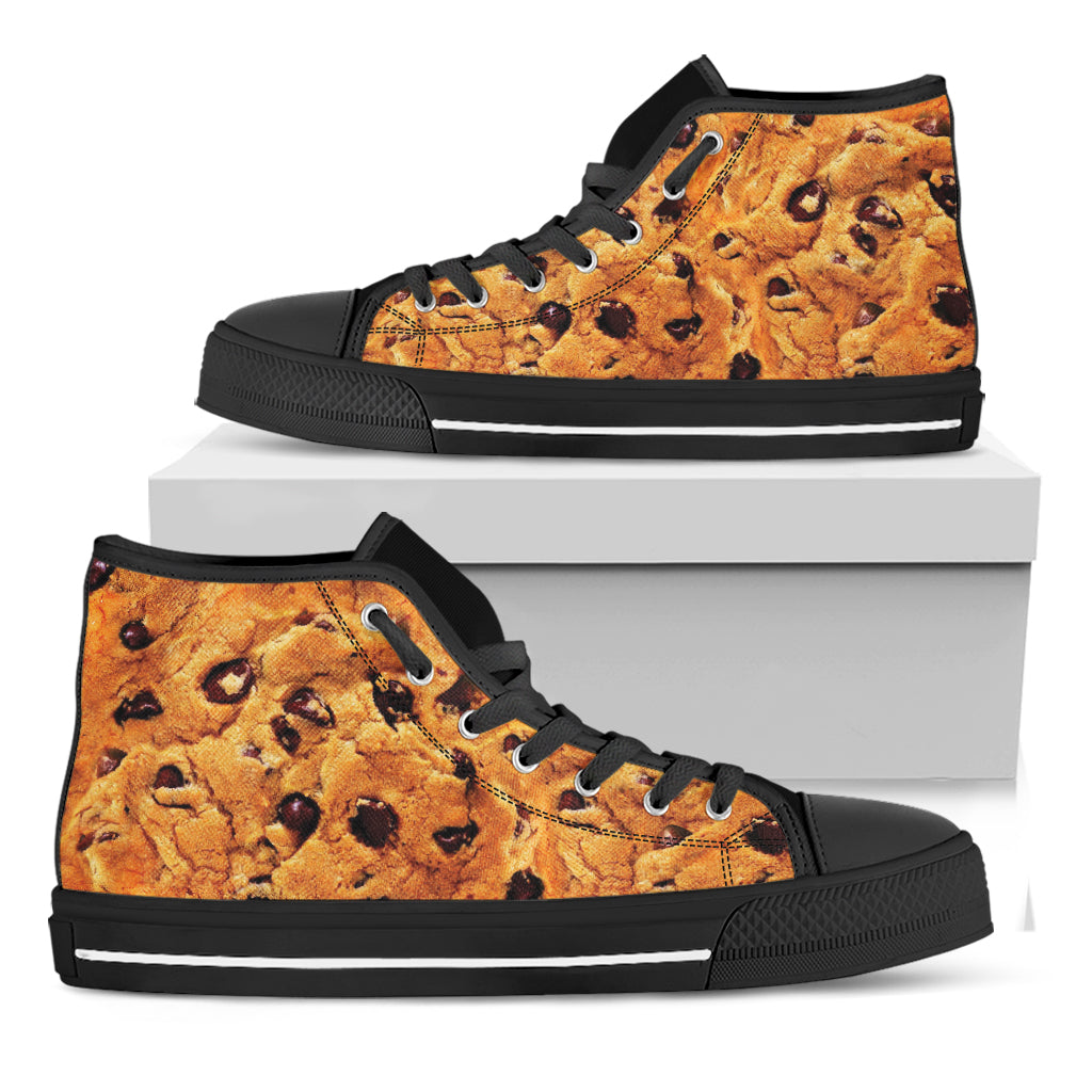 Chocolate Chip Cookie Print Black High Top Shoes