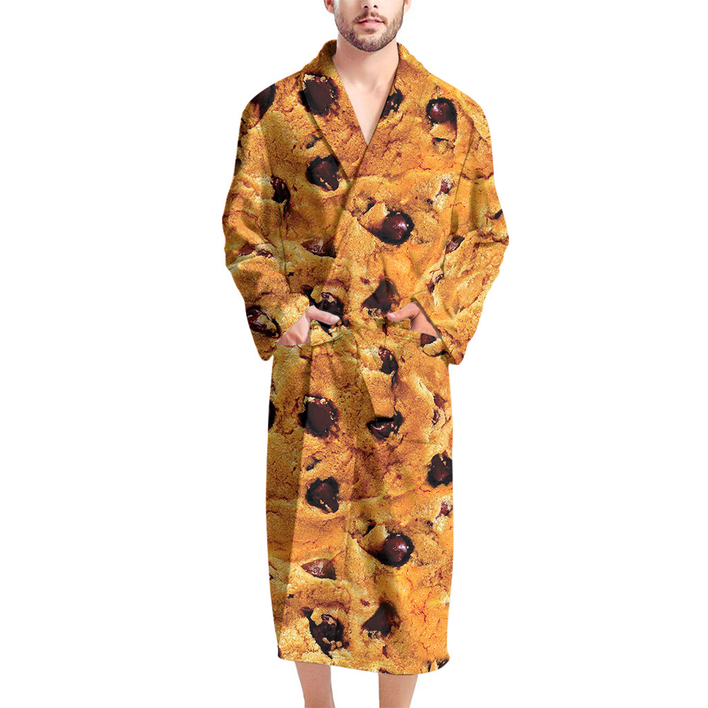 Chocolate Chip Cookie Print Men's Bathrobe