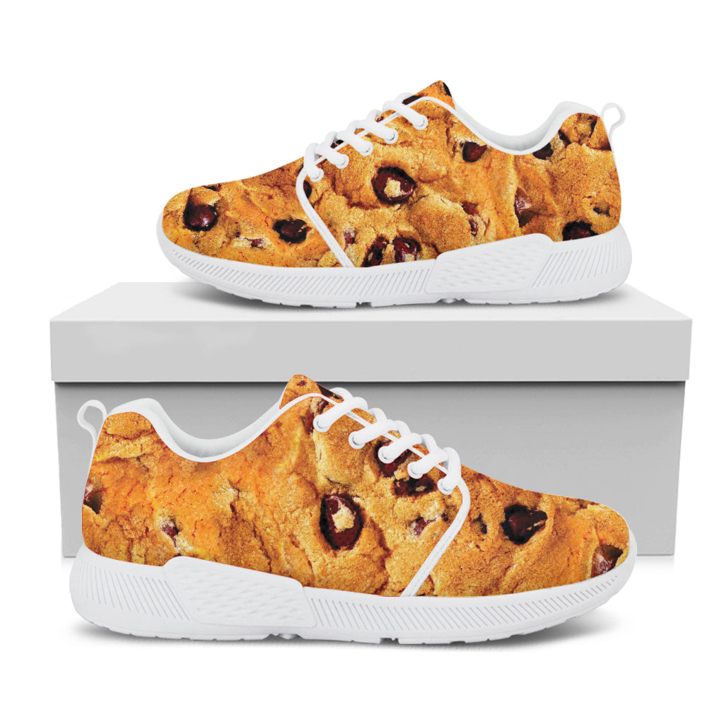 Chocolate Chip Cookie Print White Athletic Shoes