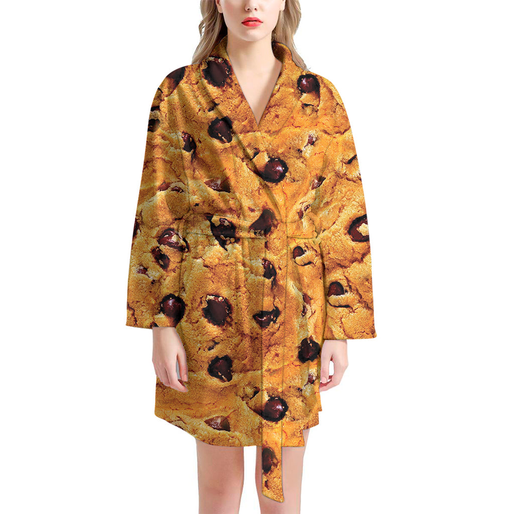 Chocolate Chip Cookie Print Women's Bathrobe