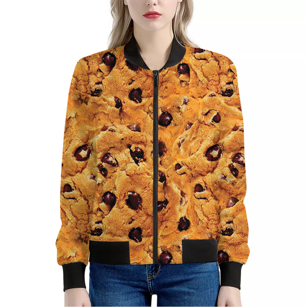 Chocolate Chip Cookie Print Women's Bomber Jacket