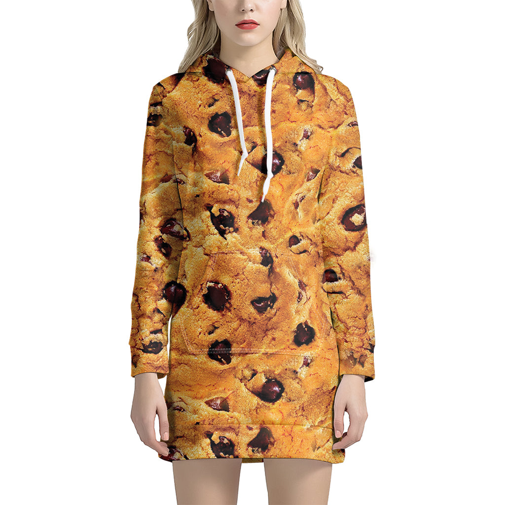 Chocolate Chip Cookie Print Women's Pullover Hoodie Dress