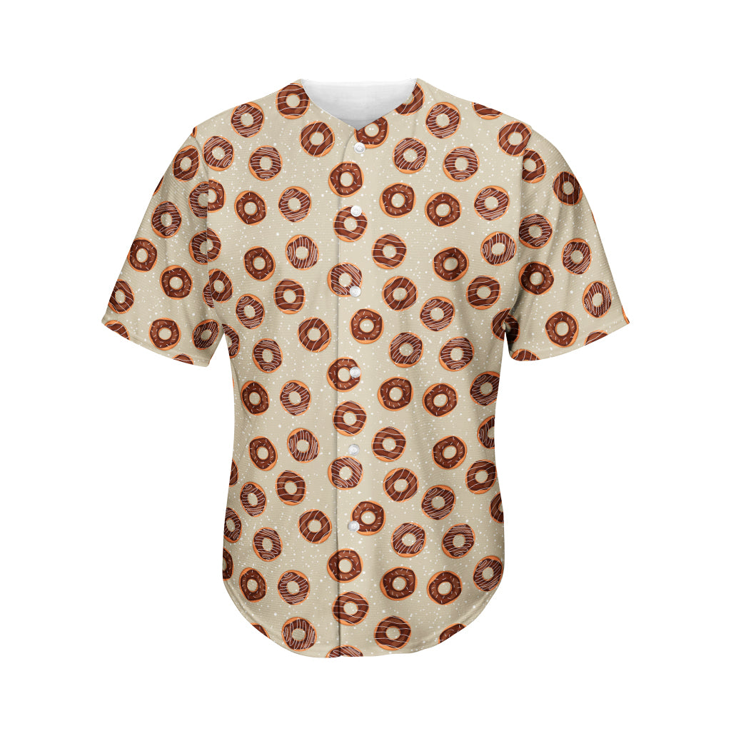 Chocolate Donuts Pattern Print Men's Baseball Jersey