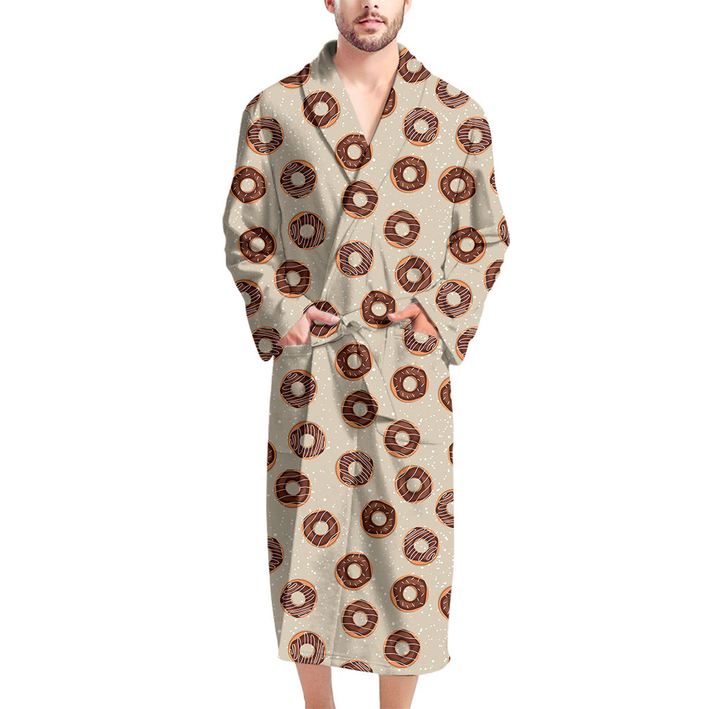 Chocolate Donuts Pattern Print Men's Bathrobe