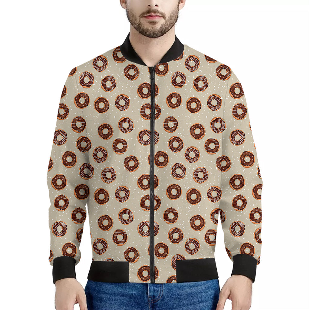 Chocolate Donuts Pattern Print Men's Bomber Jacket