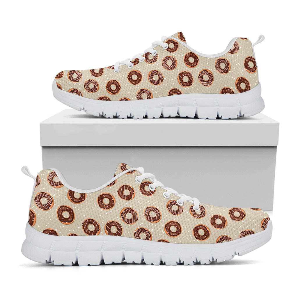 Chocolate Donuts Pattern Print White Sneakers