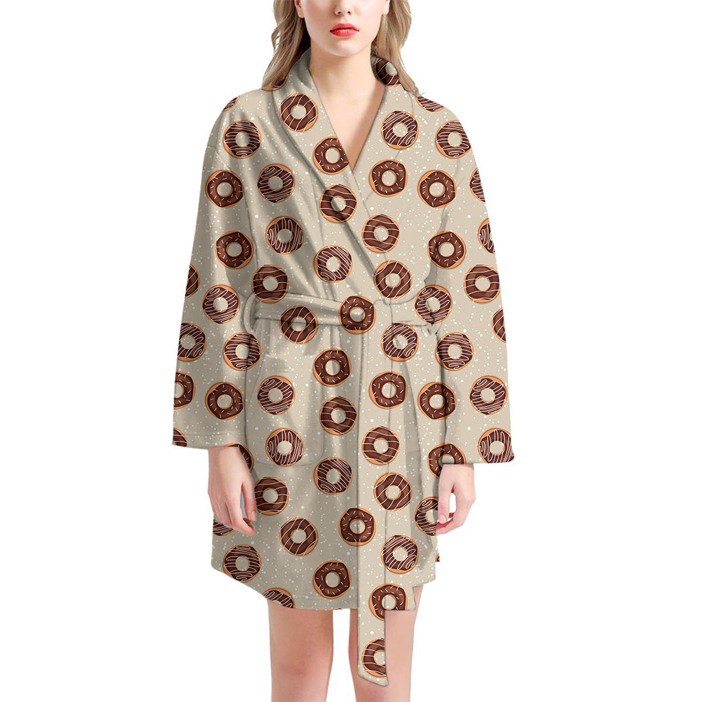 Chocolate Donuts Pattern Print Women's Bathrobe