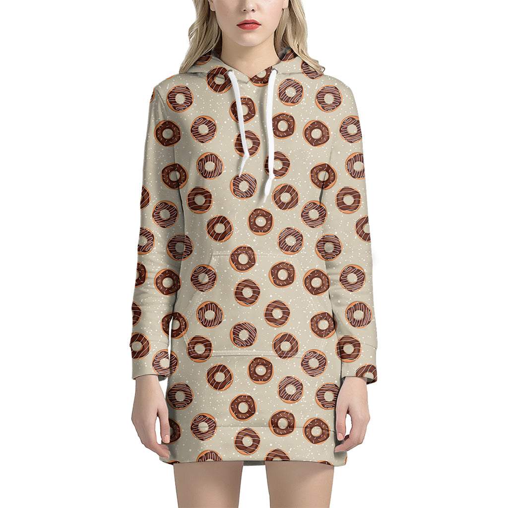 Chocolate Donuts Pattern Print Women's Pullover Hoodie Dress