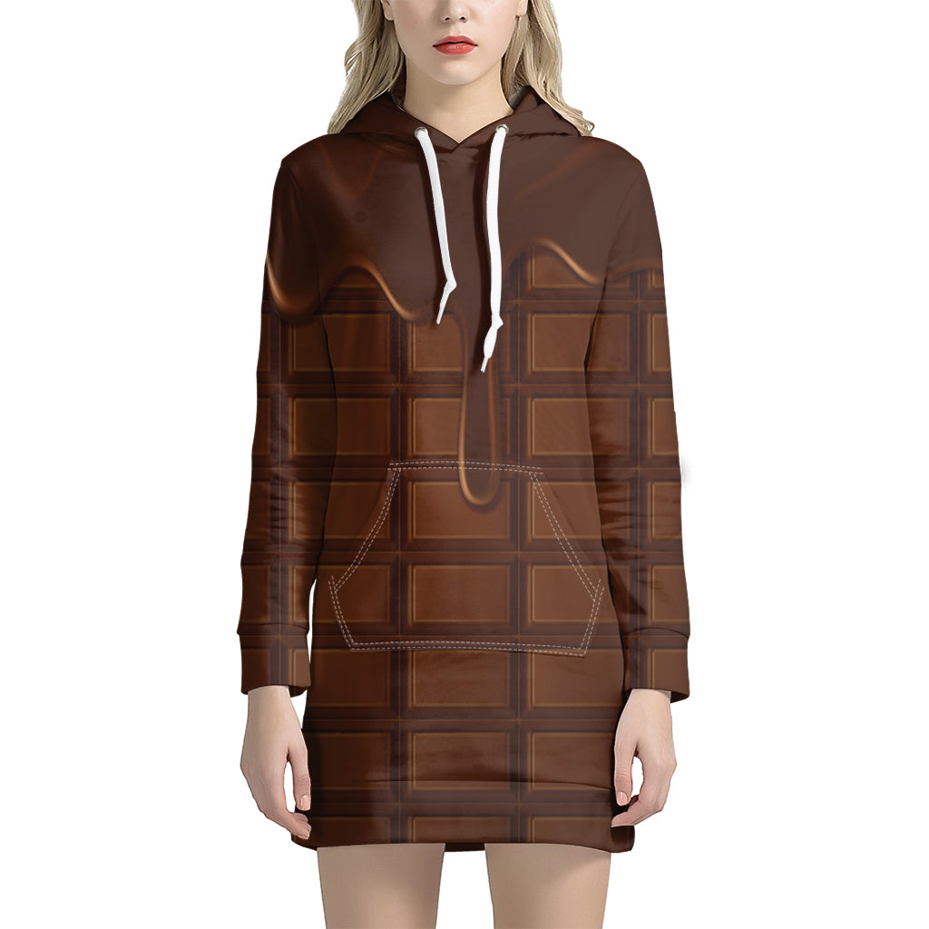 Chocolate Print Women's Pullover Hoodie Dress