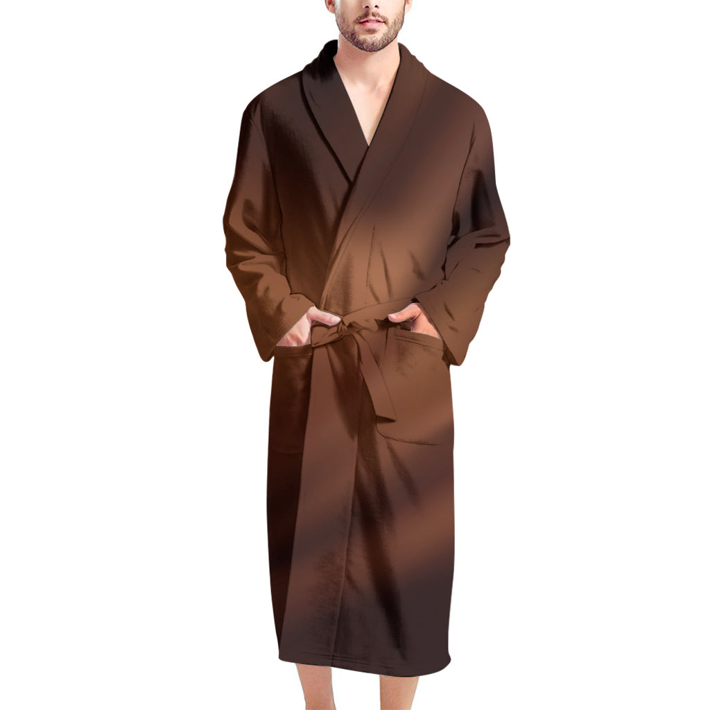 Chocolate Texture Print Men's Bathrobe