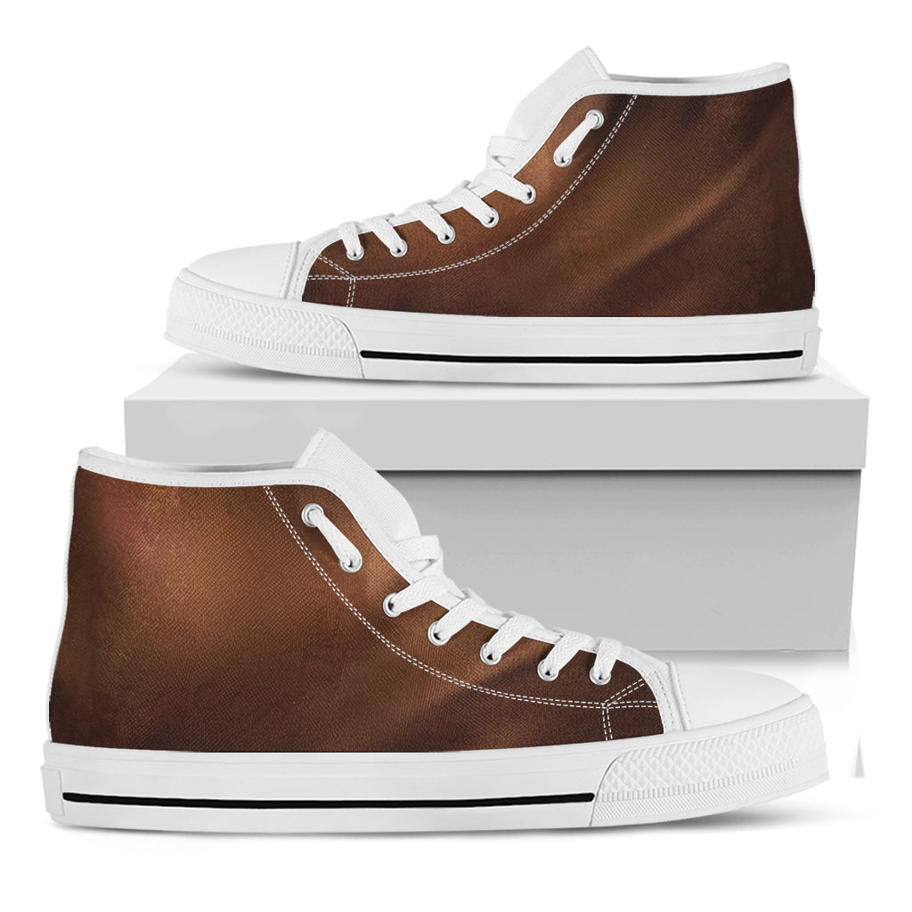 Chocolate Texture Print White High Top Shoes