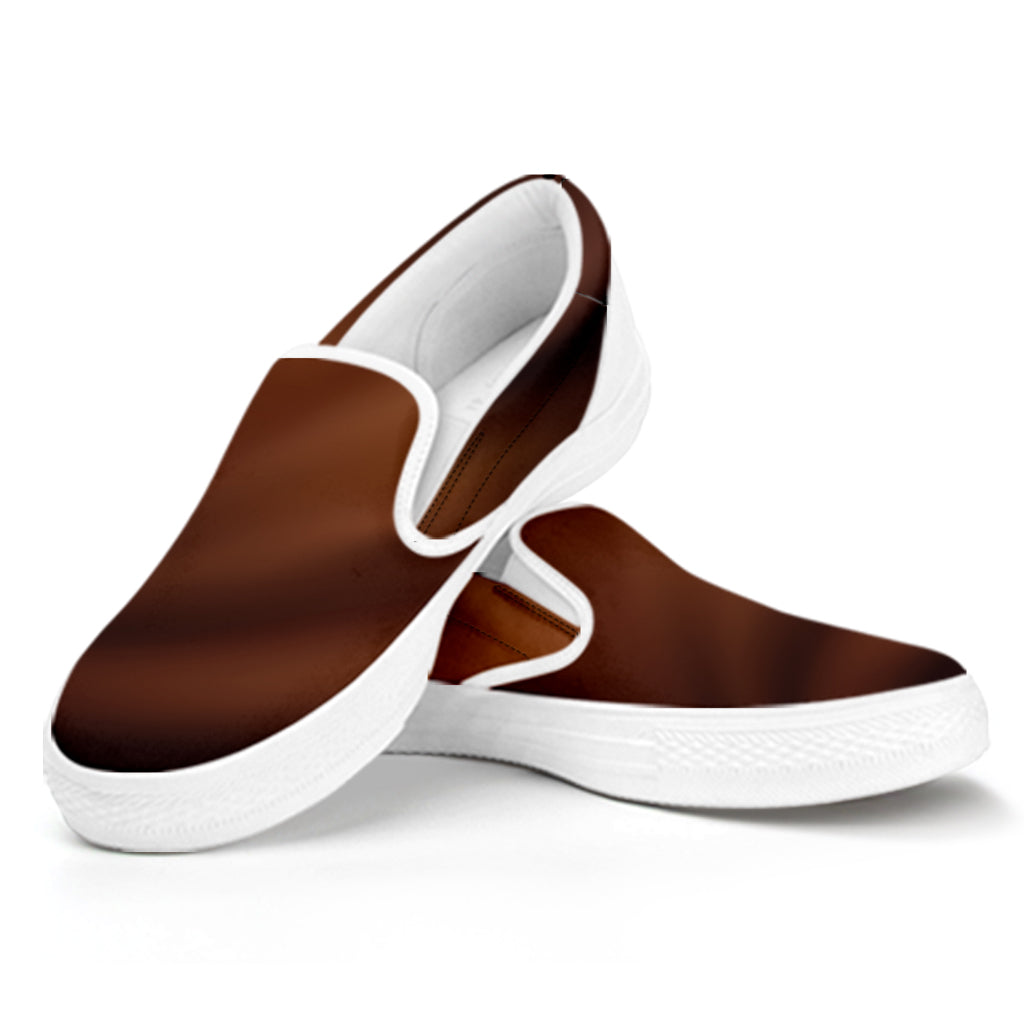 Chocolate Texture Print White Slip On Shoes