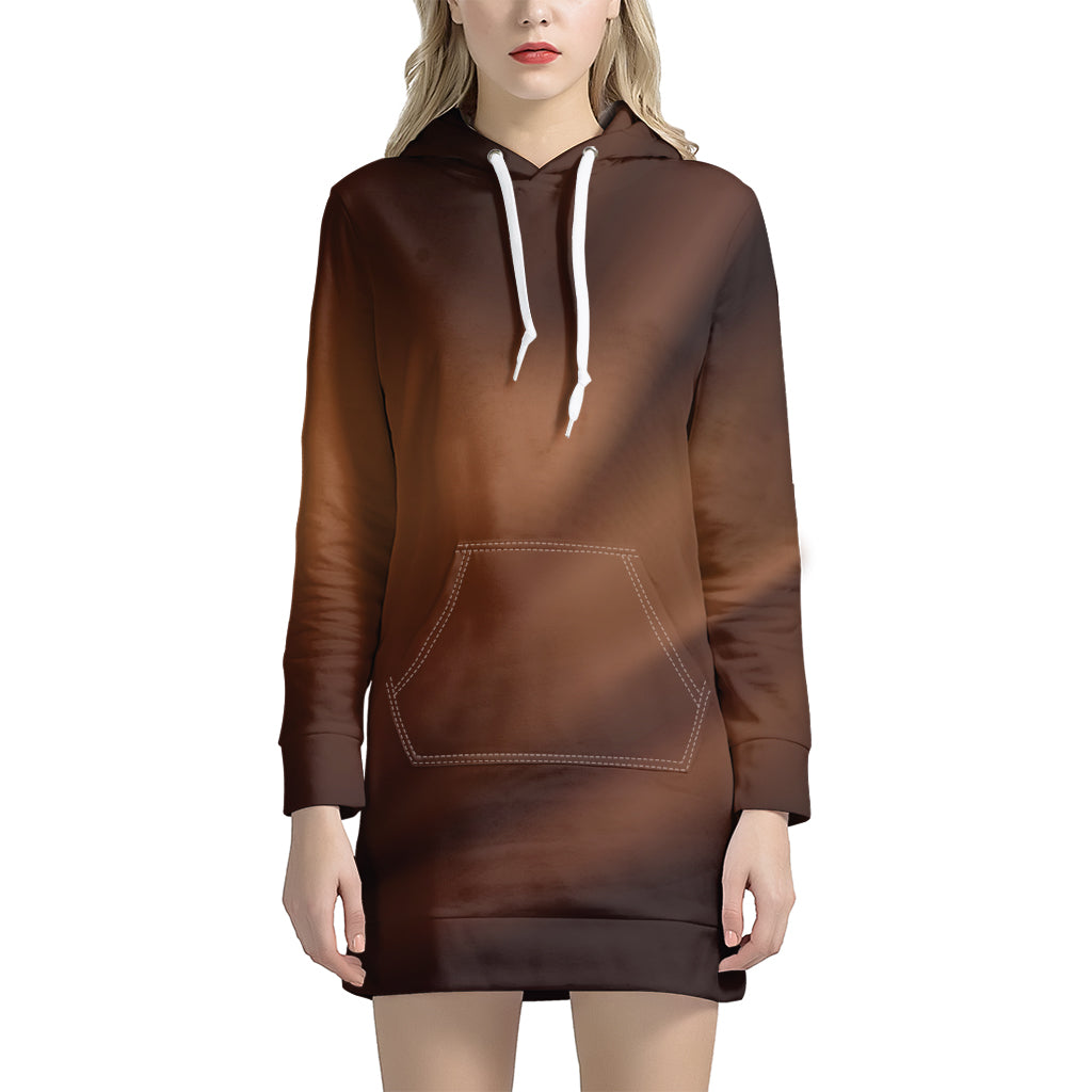 Chocolate Texture Print Women's Pullover Hoodie Dress