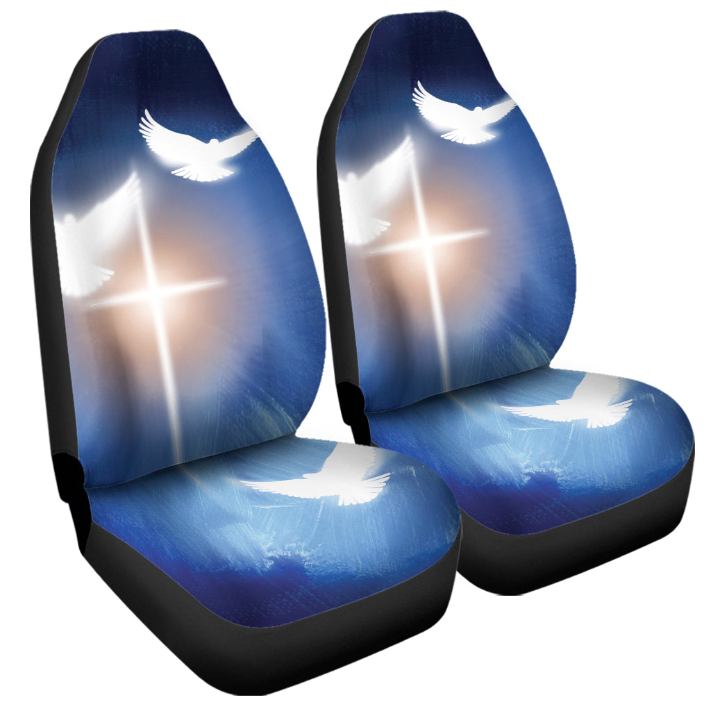 Christian Cross And White Doves Print Universal Fit Car Seat Covers