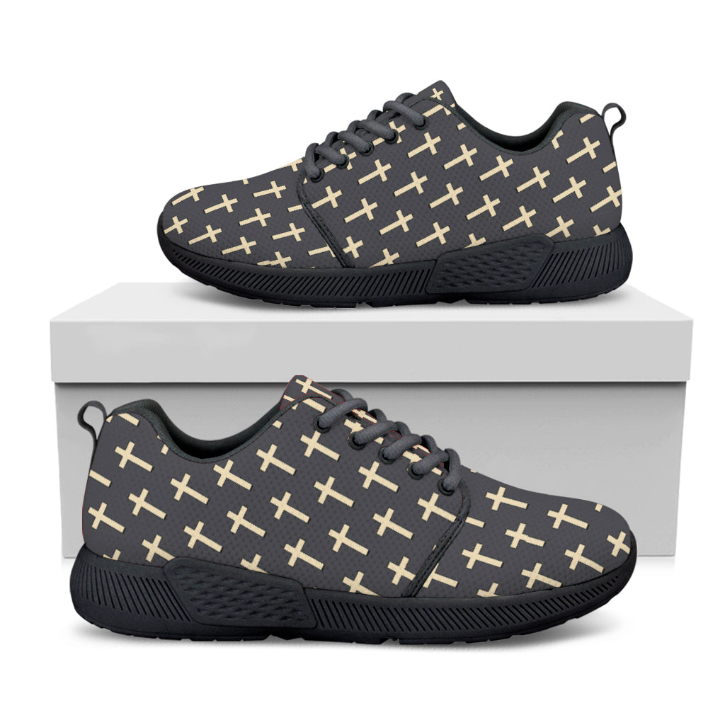 Christian Cross Pattern Print Black Athletic Shoes