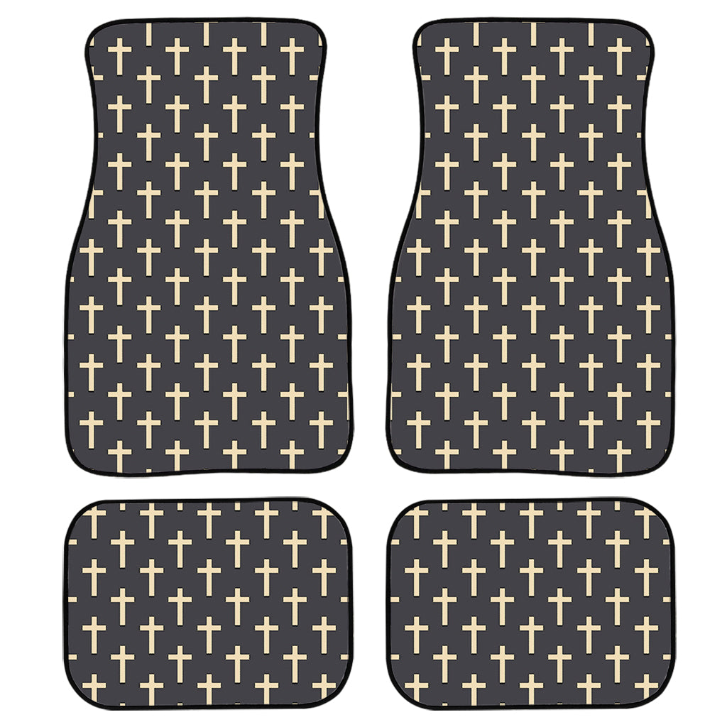 Christian Cross Pattern Print Front and Back Car Floor Mats