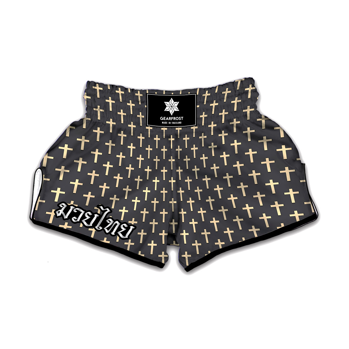 Christian Cross Pattern Print Muay Thai Boxing Shorts