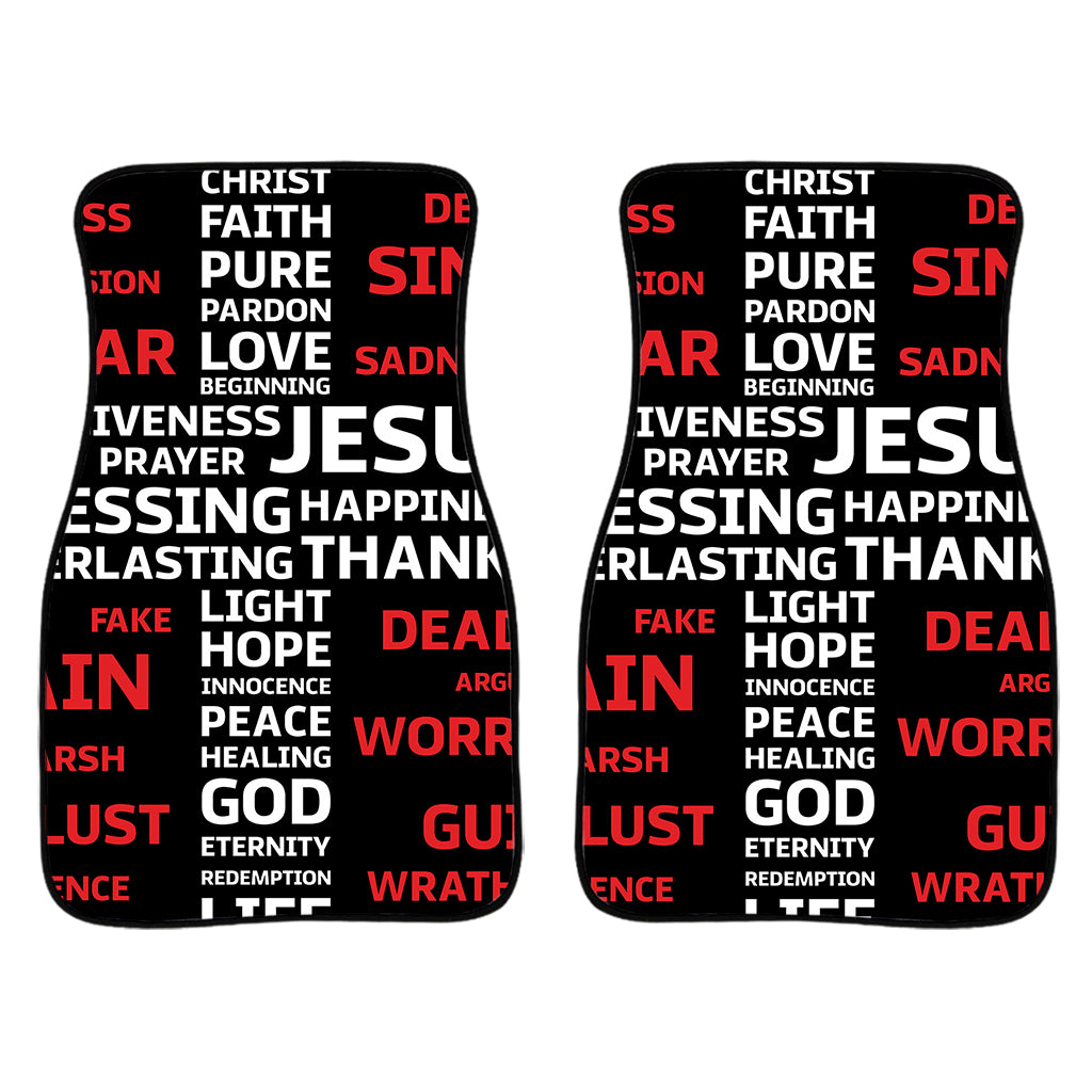 Christian Cross Religious Words Print Front Car Floor Mats