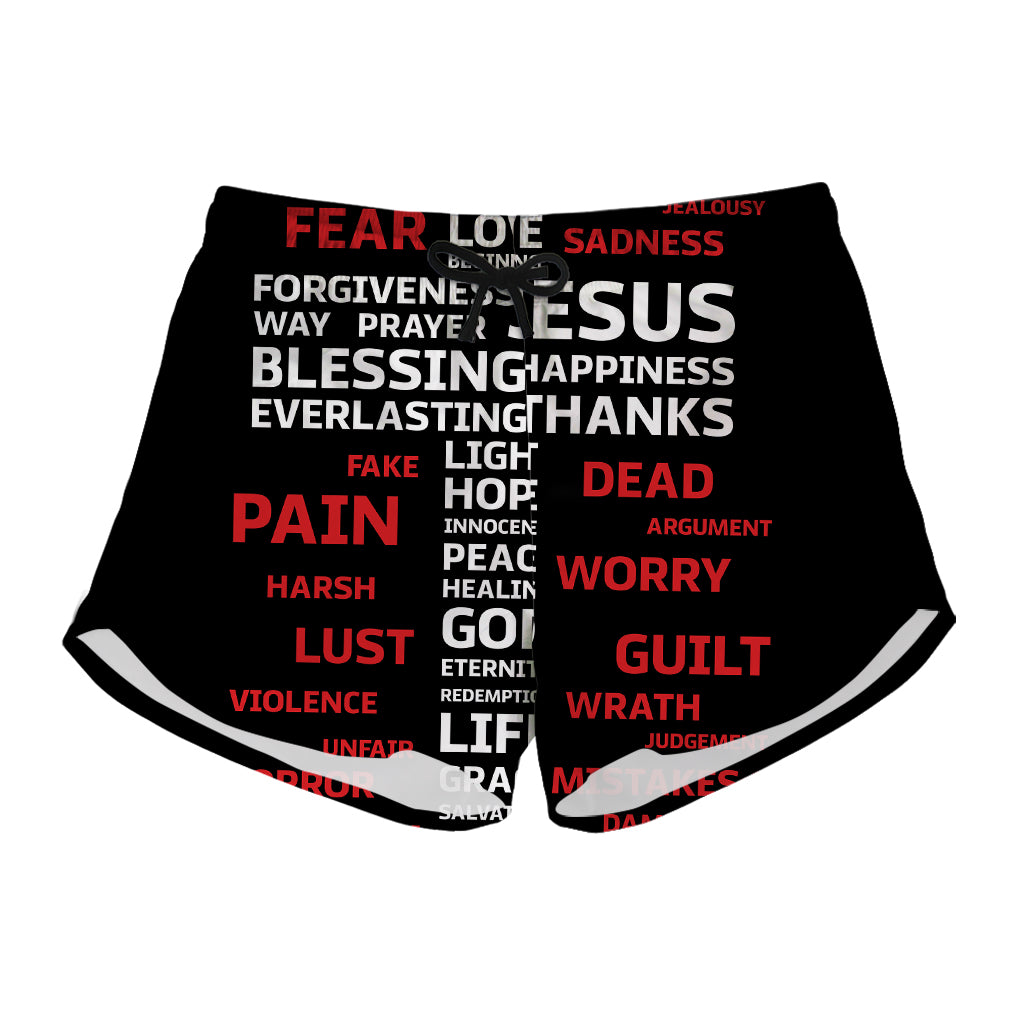 Christian Cross Religious Words Print Women's Shorts