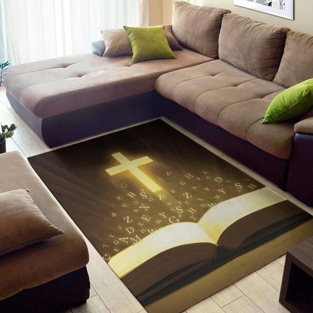 Christian Holy Bible Print Area Rug