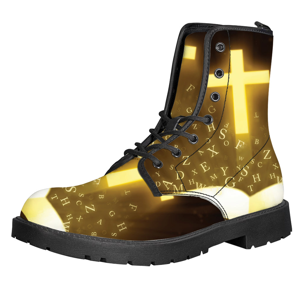 Christian Holy Bible Print Leather Boots