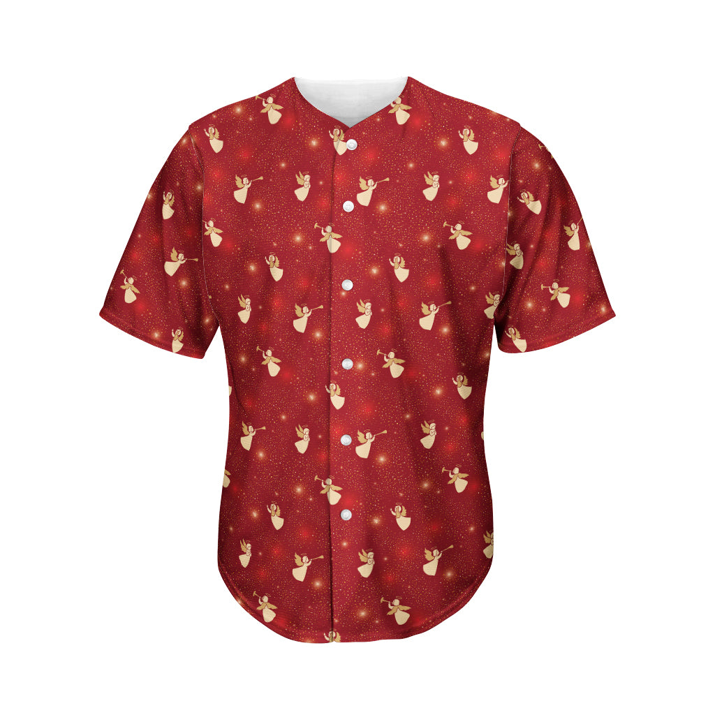 Christmas Angel Pattern Print Men's Baseball Jersey