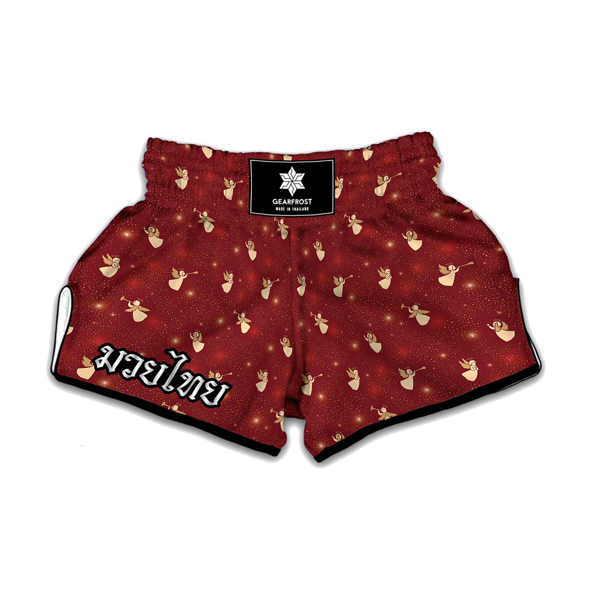 Christmas Angel Pattern Print Muay Thai Boxing Shorts