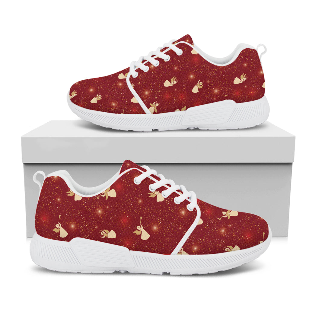 Christmas Angel Pattern Print White Athletic Shoes