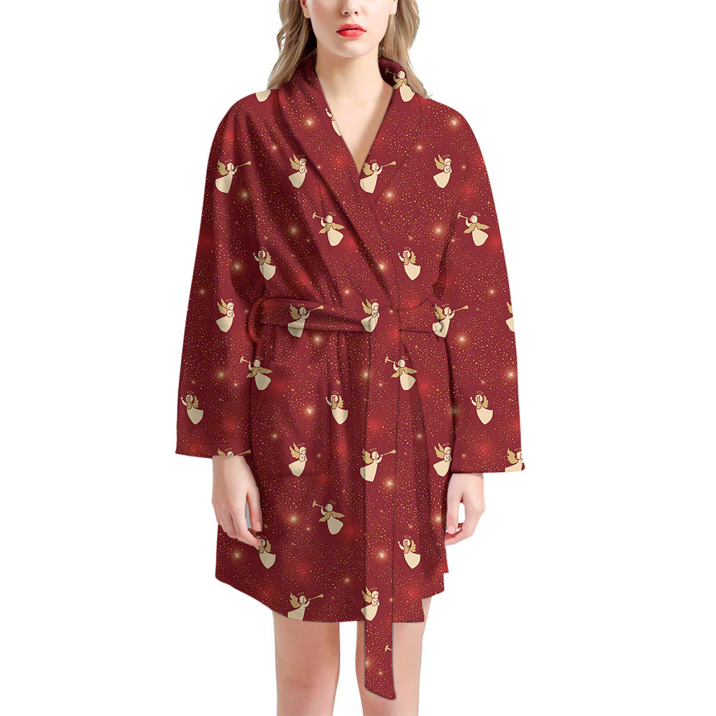 Christmas Angel Pattern Print Women's Bathrobe