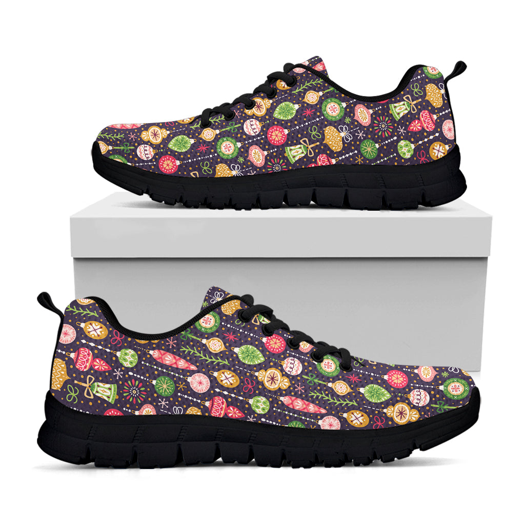 Christmas Baubles Pattern Print Black Sneakers