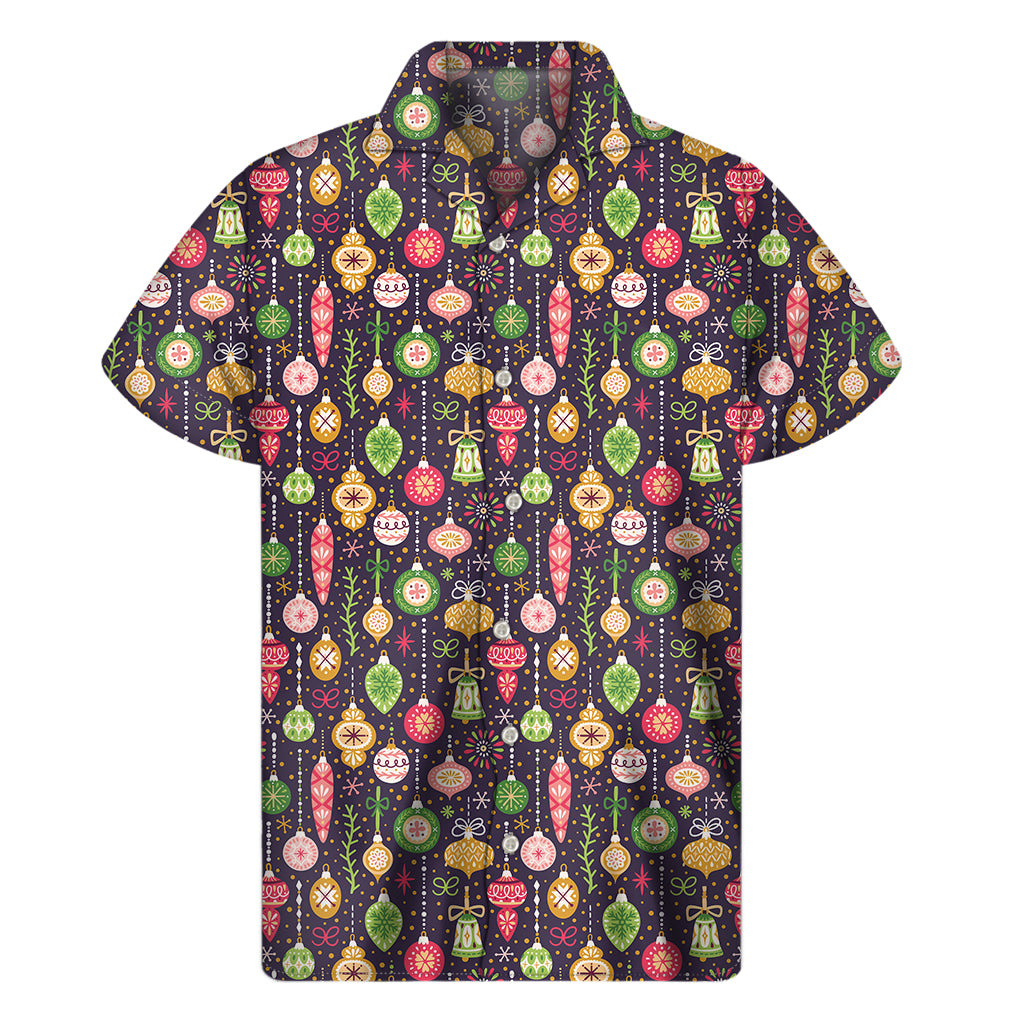 Christmas Baubles Pattern Print Men's Short Sleeve Shirt