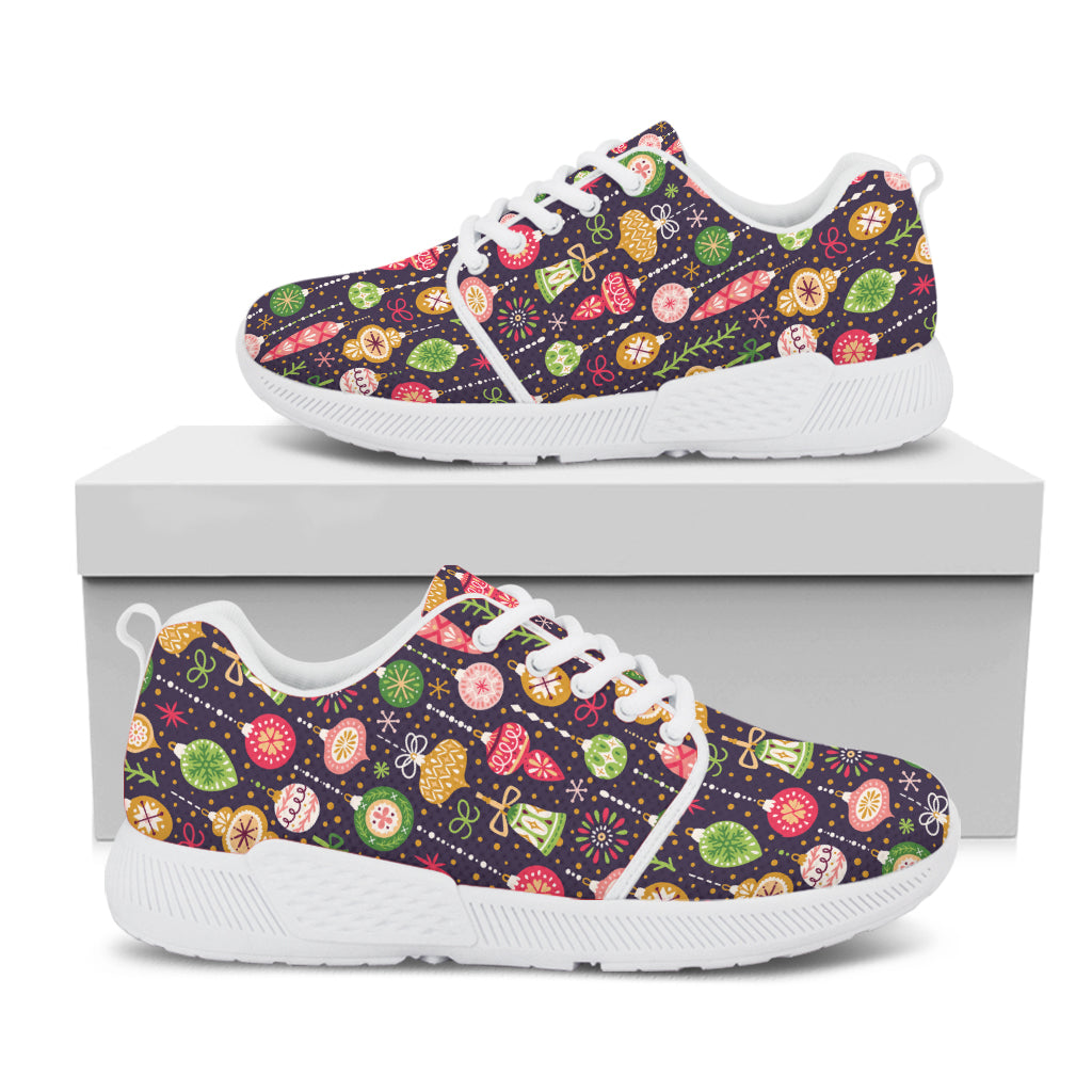 Christmas Baubles Pattern Print White Athletic Shoes