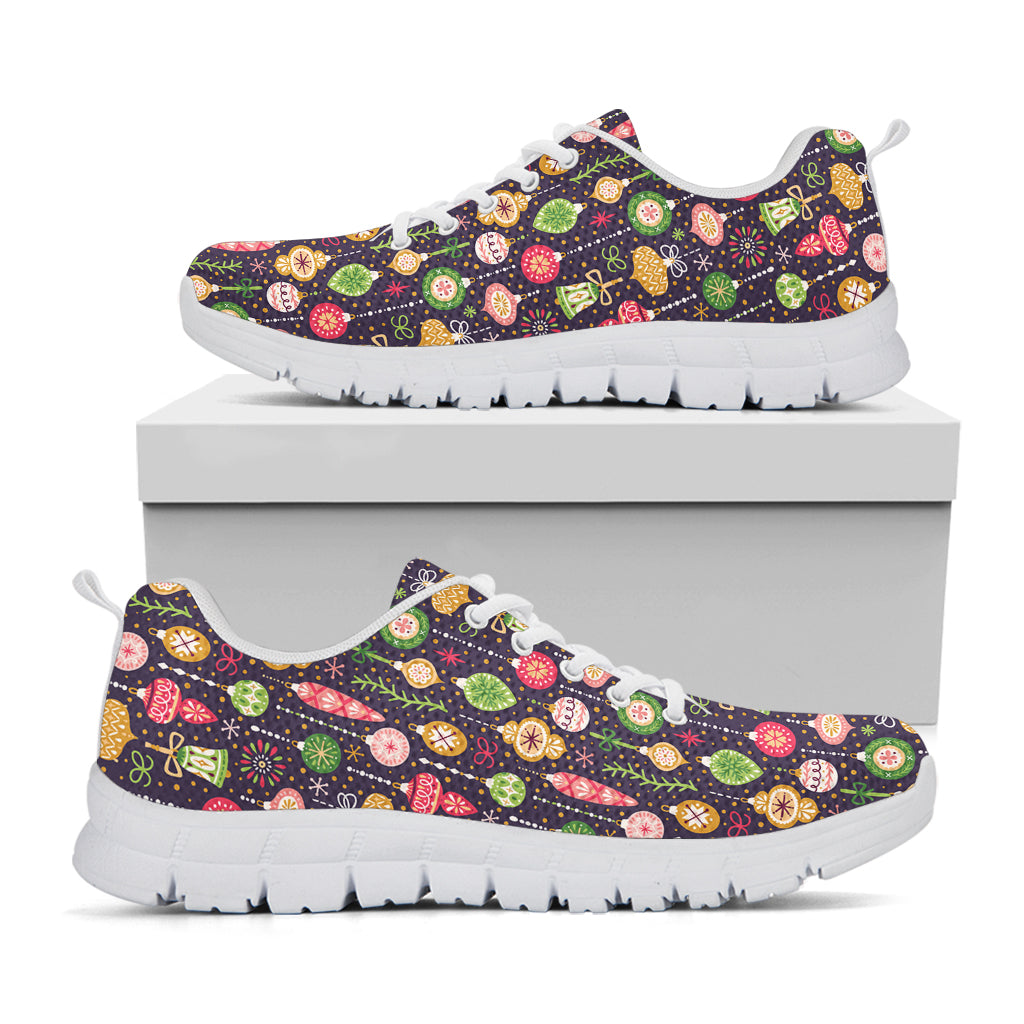 Christmas Baubles Pattern Print White Sneakers