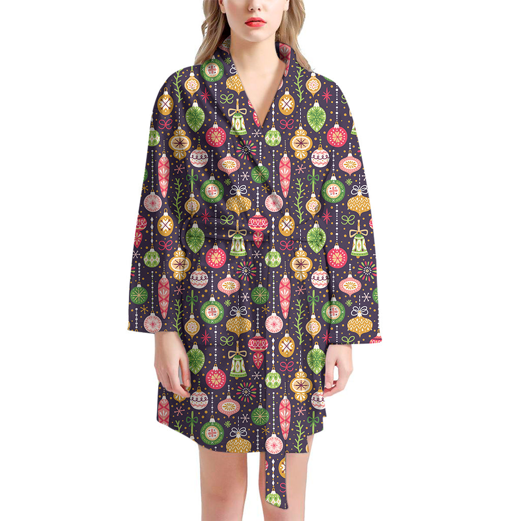 Christmas Baubles Pattern Print Women's Bathrobe