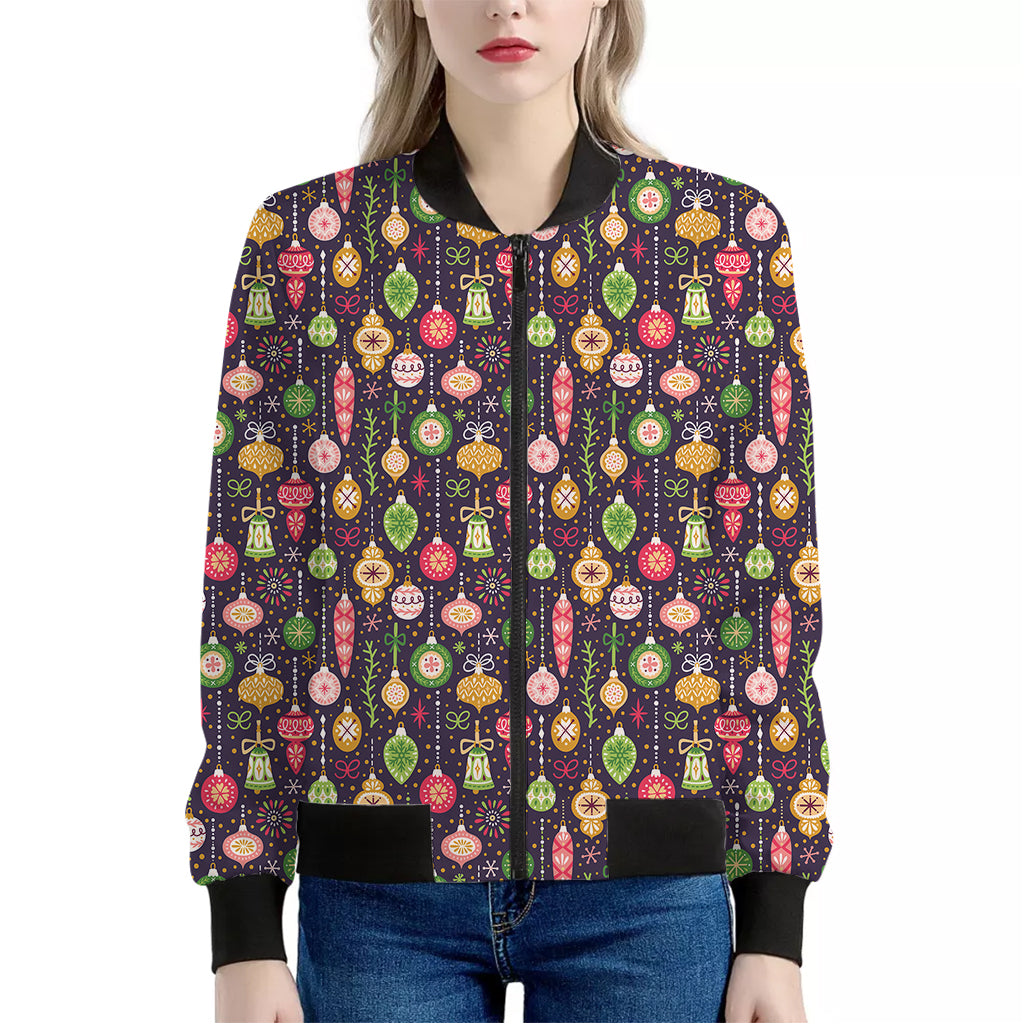 Christmas Baubles Pattern Print Women's Bomber Jacket