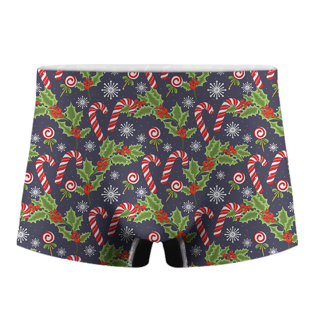 Christmas Berry And Candy Pattern Print Men's Boxer Briefs