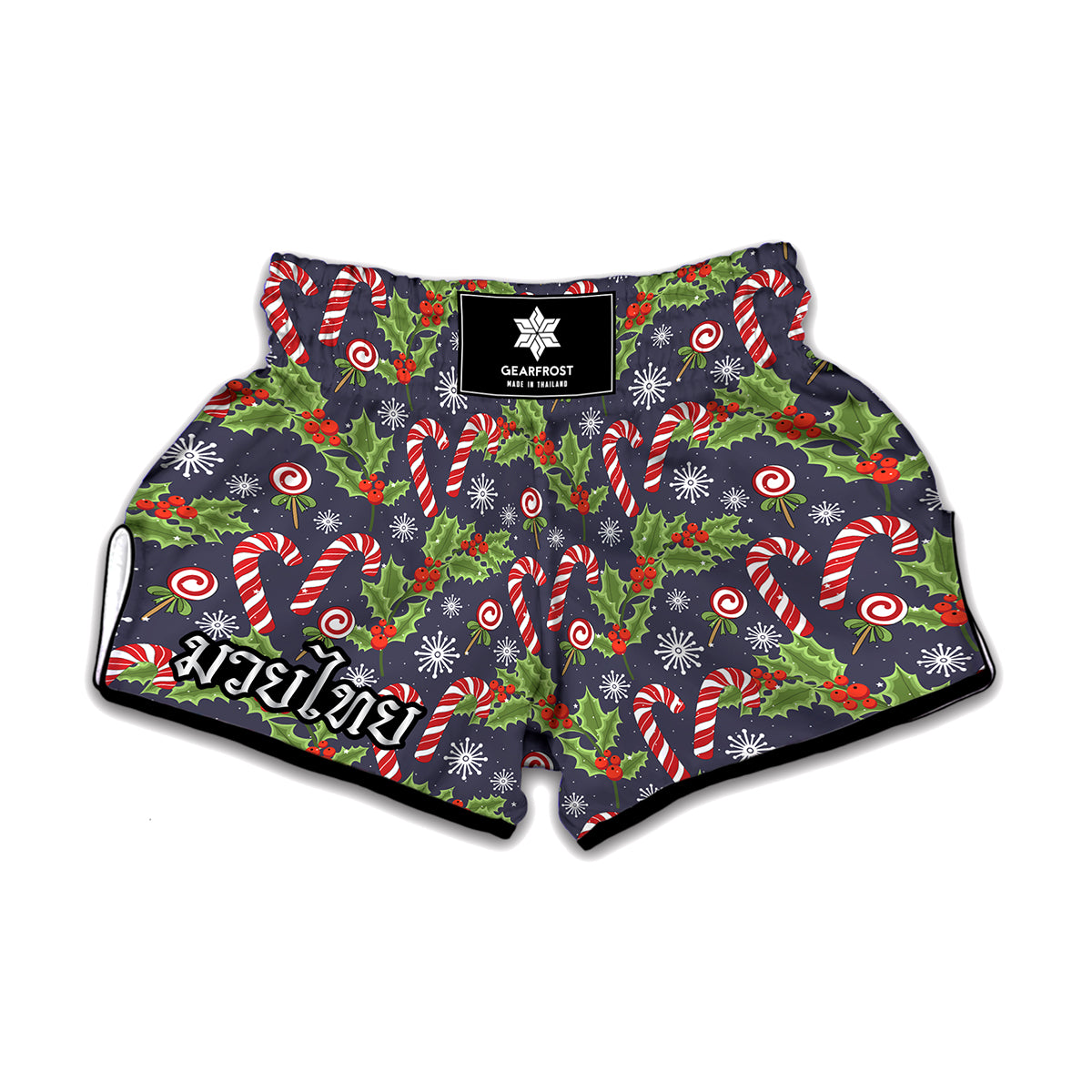 Christmas Berry And Candy Pattern Print Muay Thai Boxing Shorts