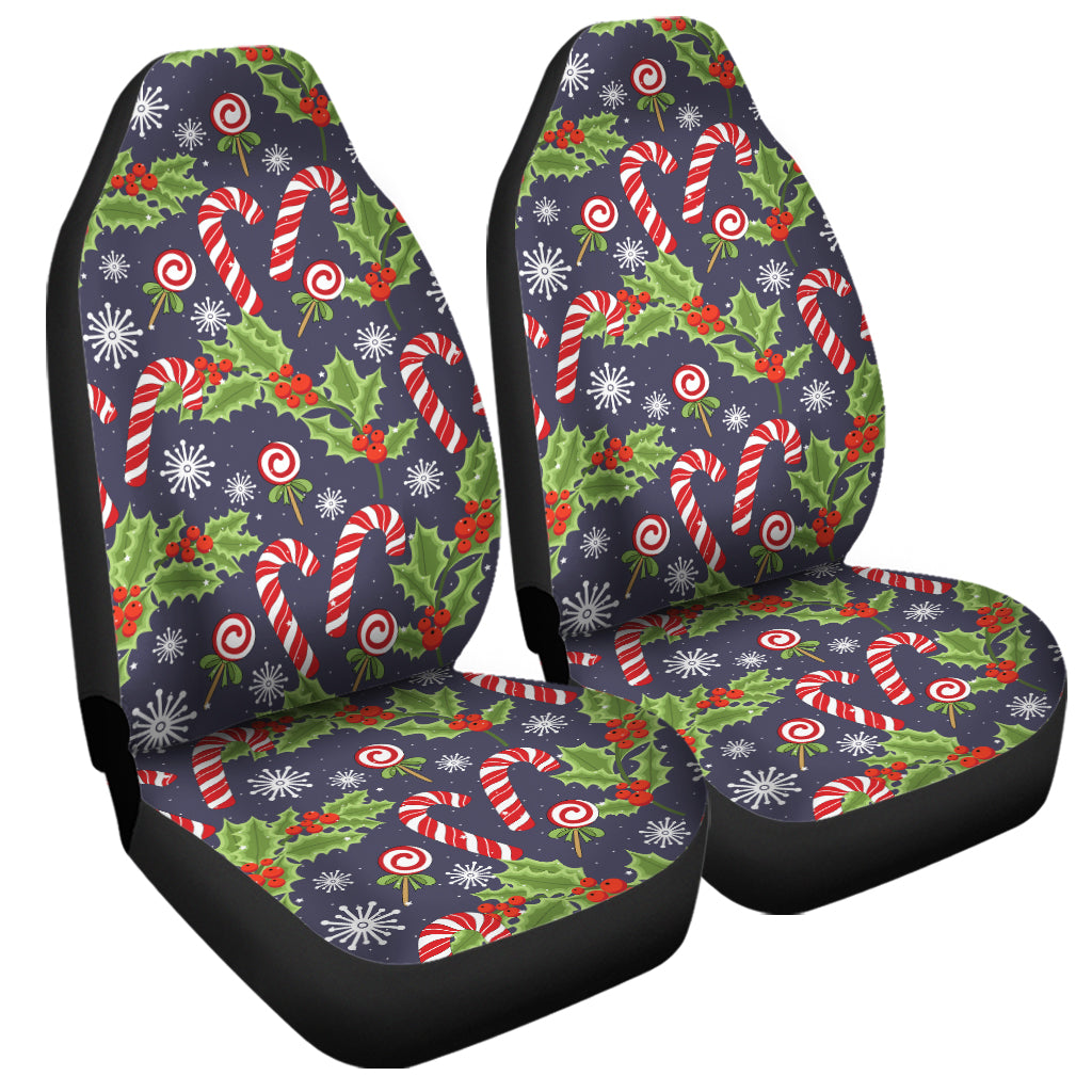 Christmas Berry And Candy Pattern Print Universal Fit Car Seat Covers