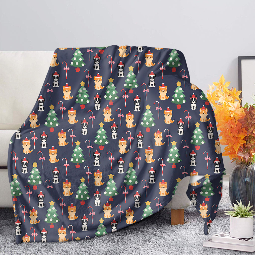 Christmas Boston Terrier And Corgi Print Blanket