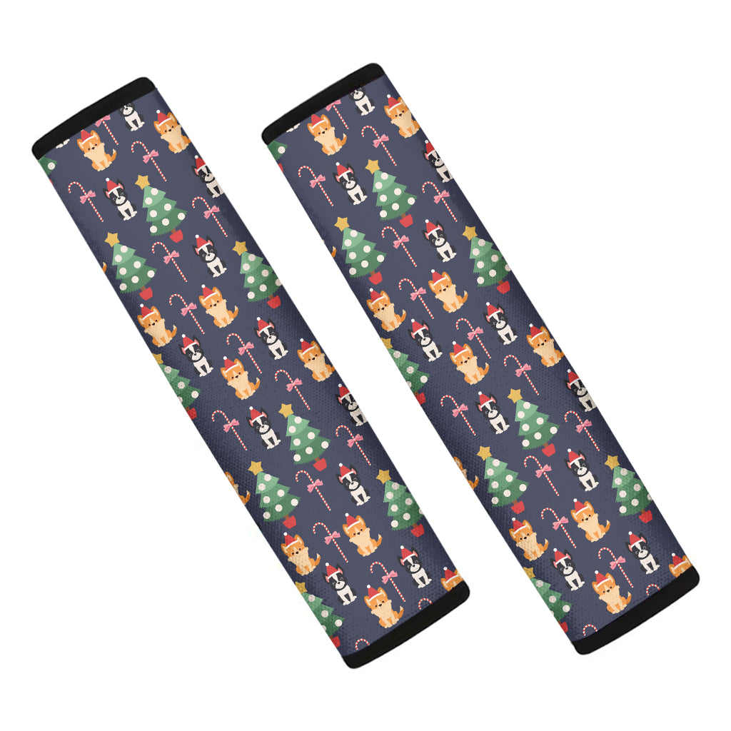 Christmas Boston Terrier And Corgi Print Car Seat Belt Covers